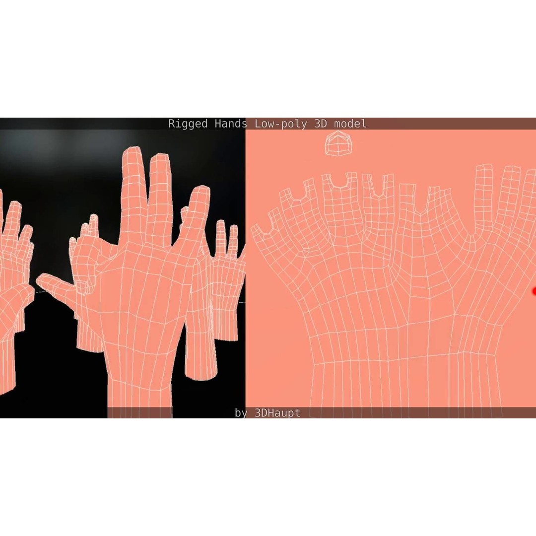 Rigged Hands 3D Model – Low Poly Game Asset, FBX, PBR Textures - View 93