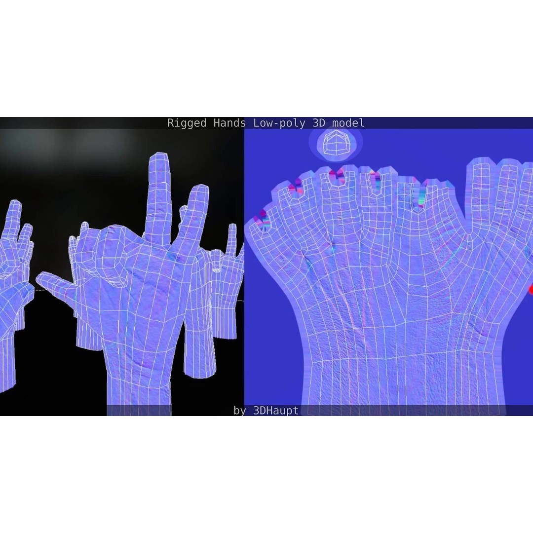 Rigged Hands 3D Model – Low Poly Game Asset, FBX, PBR Textures - View 95
