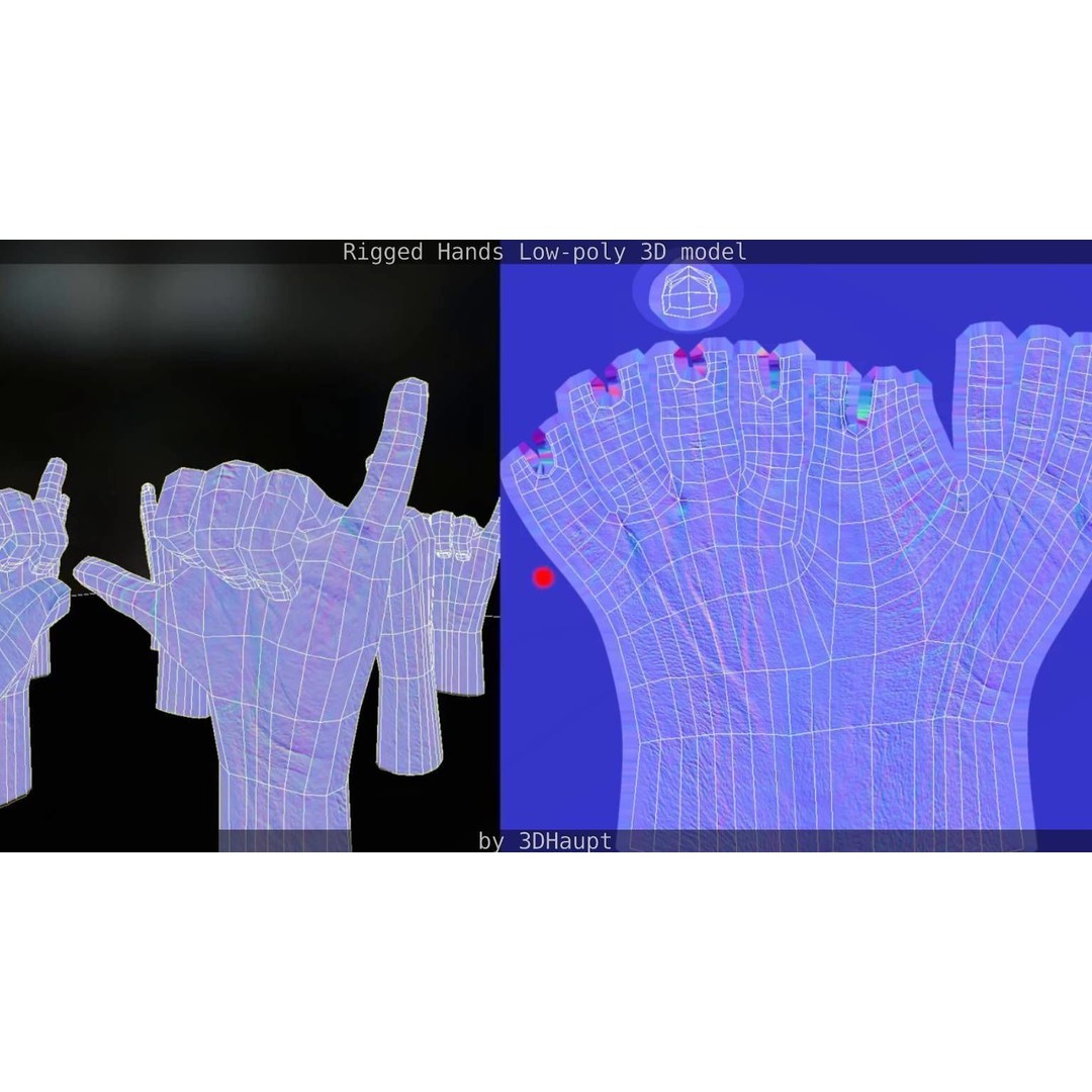 Rigged Hands 3D Model – Low Poly Game Asset, FBX, PBR Textures - View 96