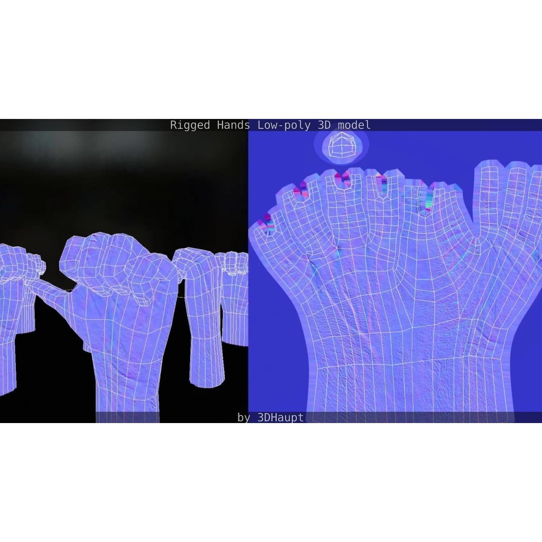 Rigged Hands 3D Model – Low Poly Game Asset, FBX, PBR Textures - View 97