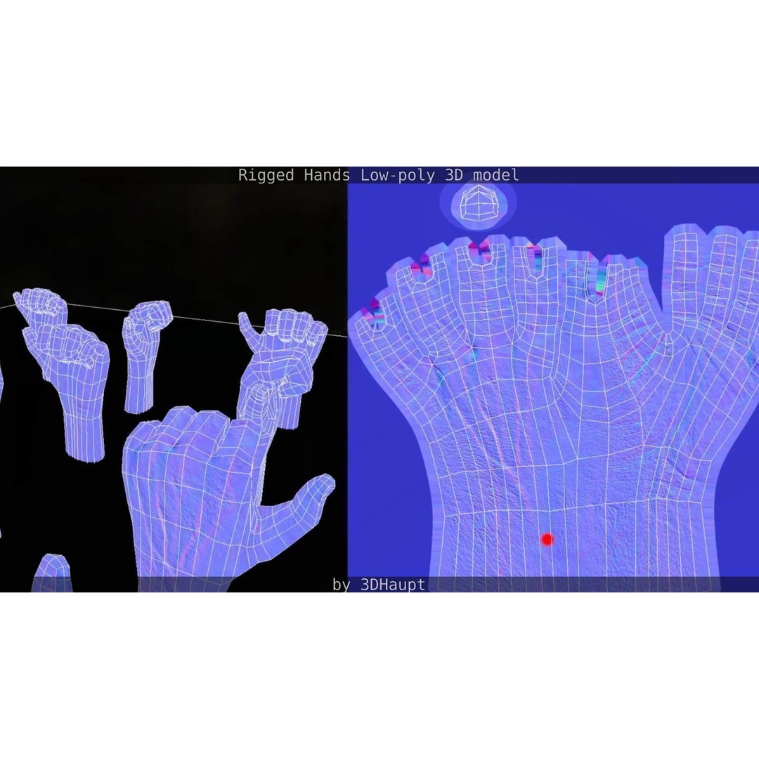 Rigged Hands 3D Model – Low Poly Game Asset, FBX, PBR Textures - View 98