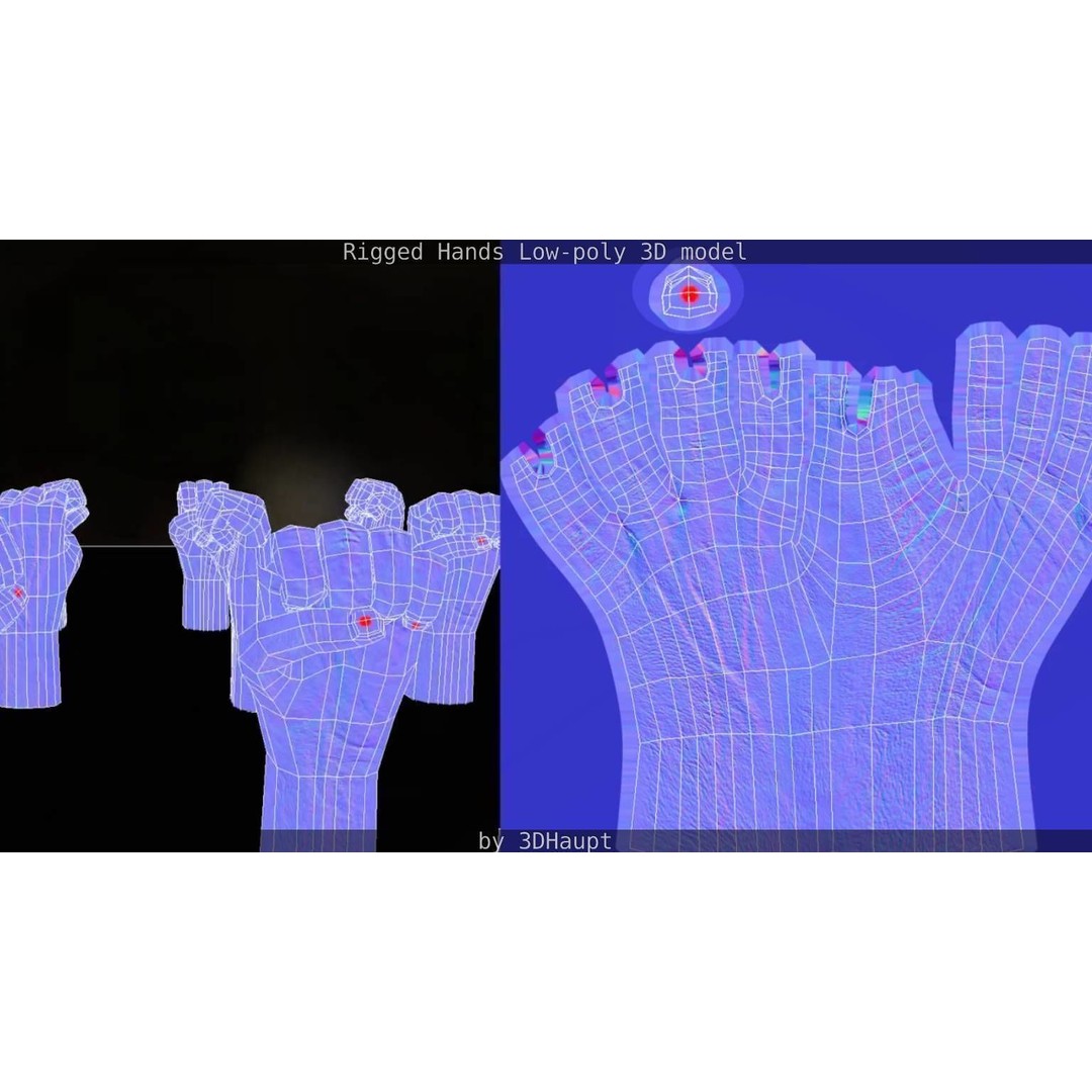 Rigged Hands 3D Model – Low Poly Game Asset, FBX, PBR Textures - View 99