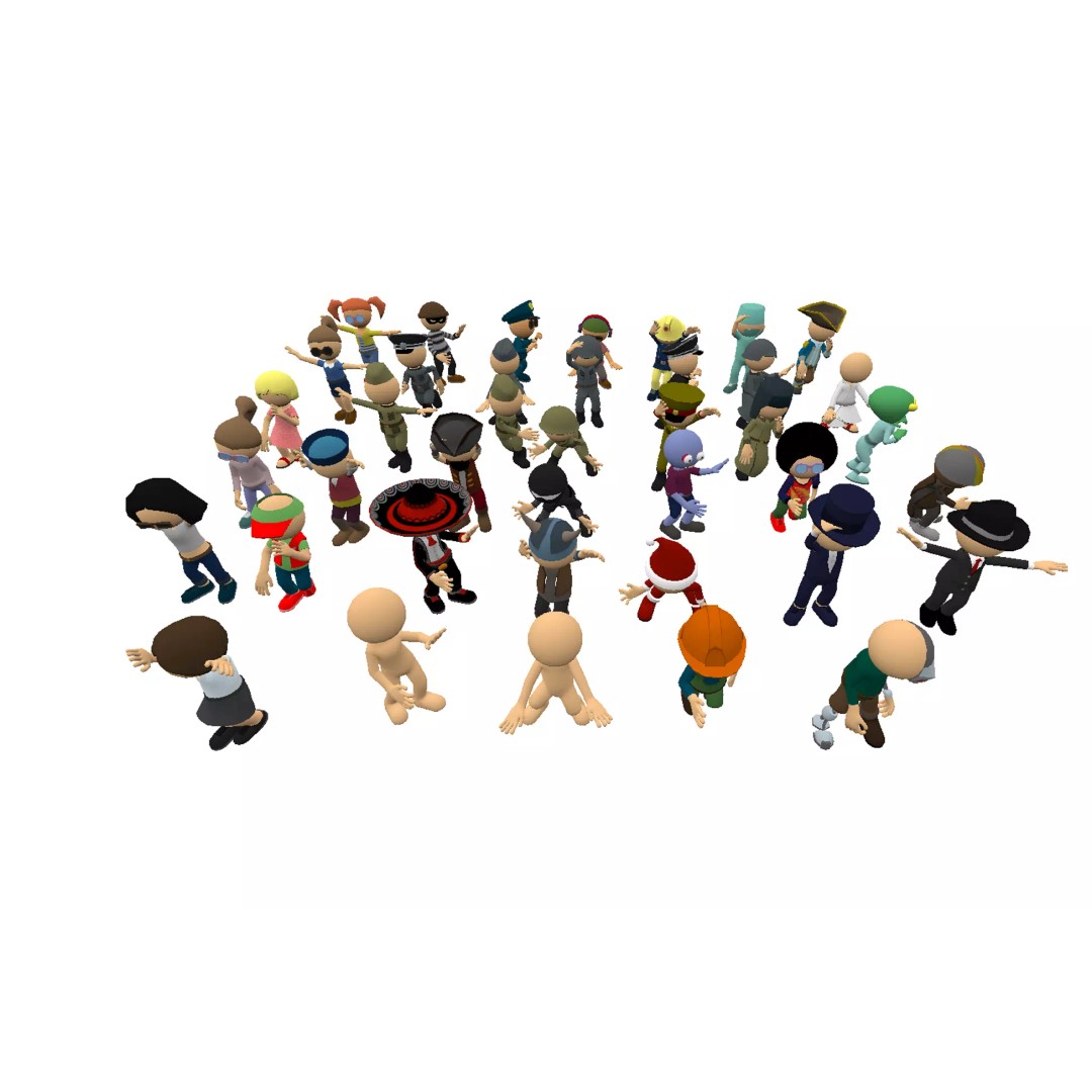 Hyper-Casual Characters 3D Model – Low Poly Rigged Animated Pack - View 2