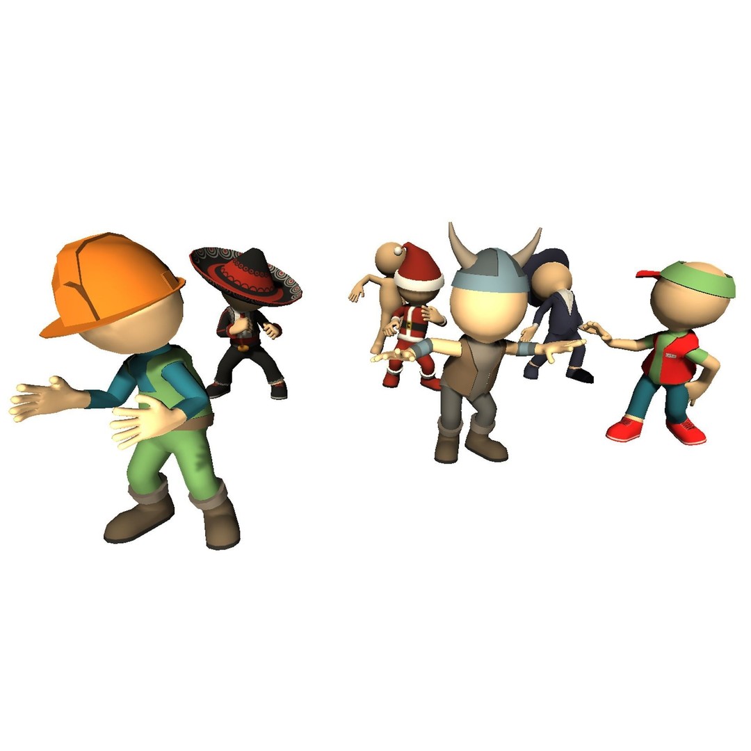 Hyper-Casual Characters 3D Model – Low Poly Rigged Animated Pack - View 4