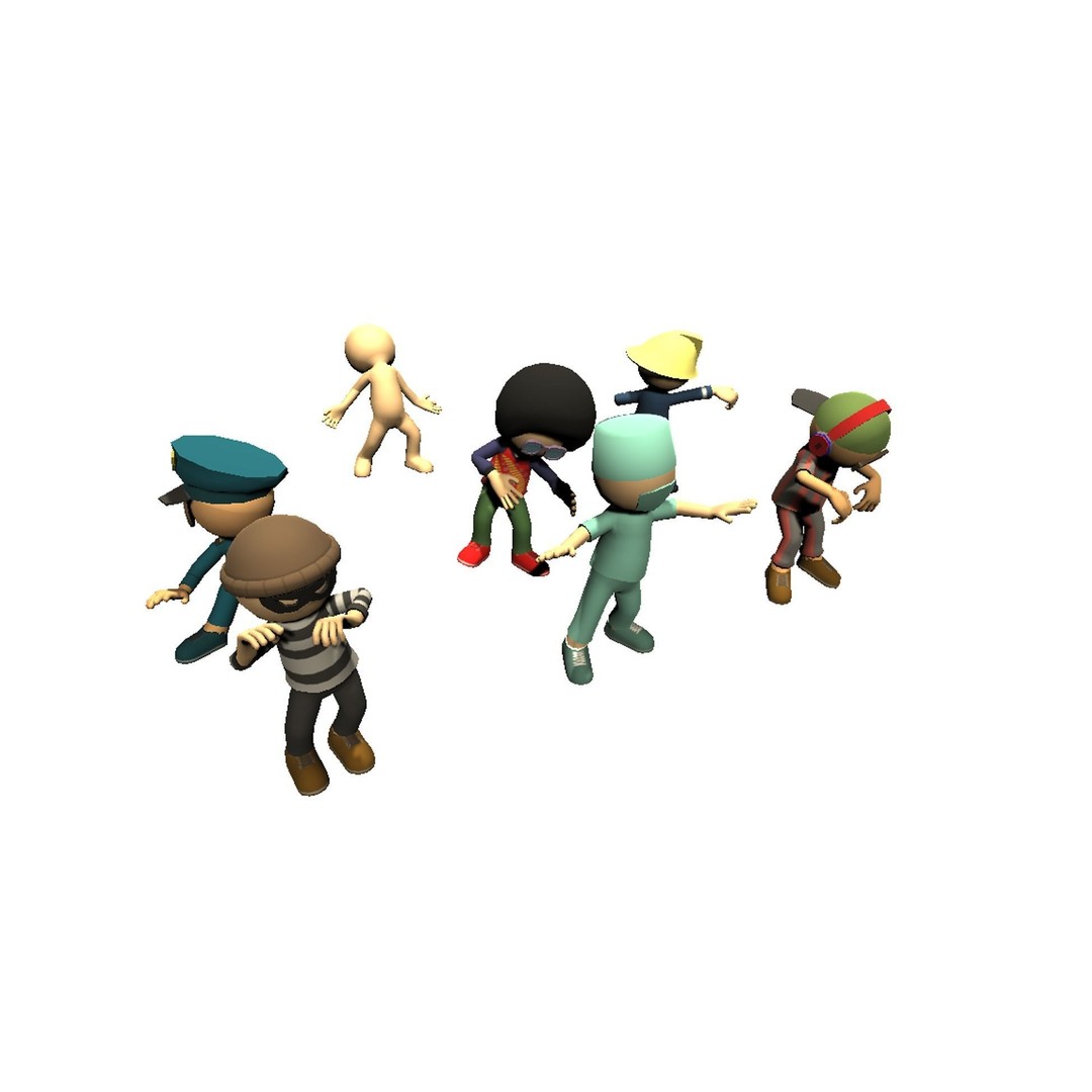 Hyper-Casual Characters 3D Model – Low Poly Rigged Animated Pack - View 5
