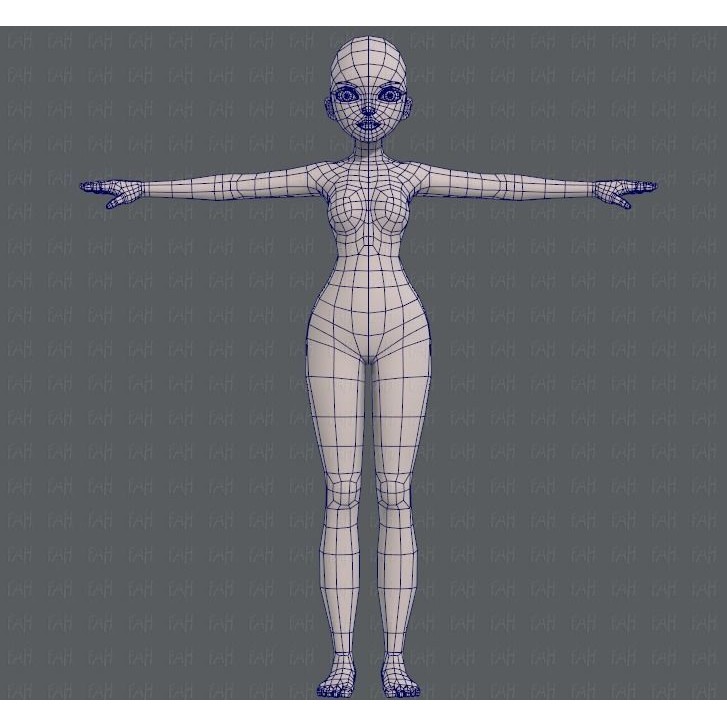 Base Mesh Woman 3D Model – Low Poly Cartoon Character for Animation - View 11