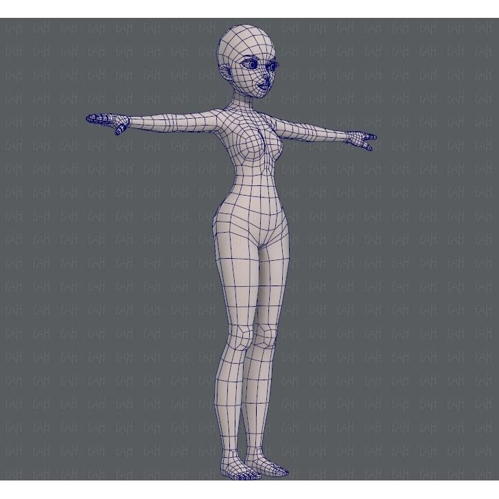 Base Mesh Woman 3D Model – Low Poly Cartoon Character for Animation - View 12