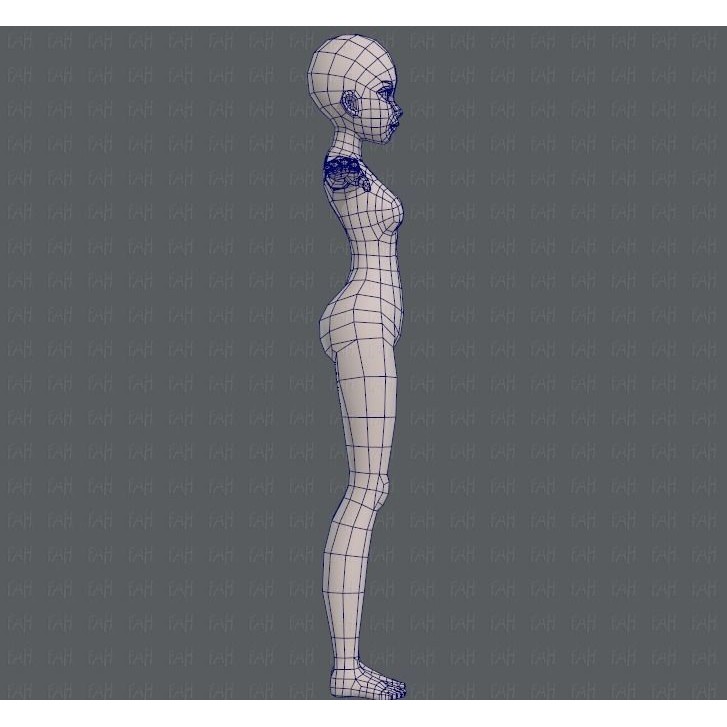 Base Mesh Woman 3D Model – Low Poly Cartoon Character for Animation - View 13