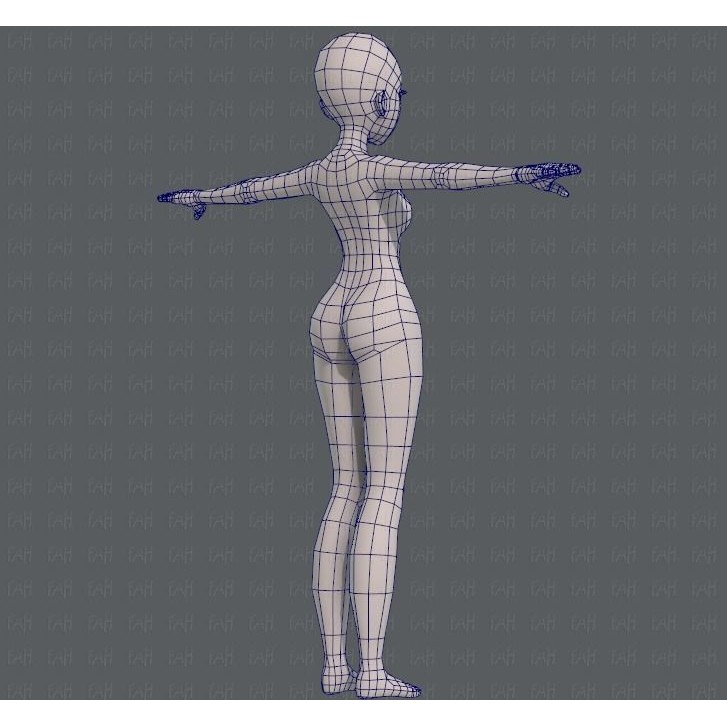 Base Mesh Woman 3D Model – Low Poly Cartoon Character for Animation - View 14