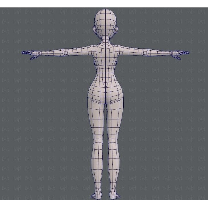 Base Mesh Woman 3D Model – Low Poly Cartoon Character for Animation - View 15