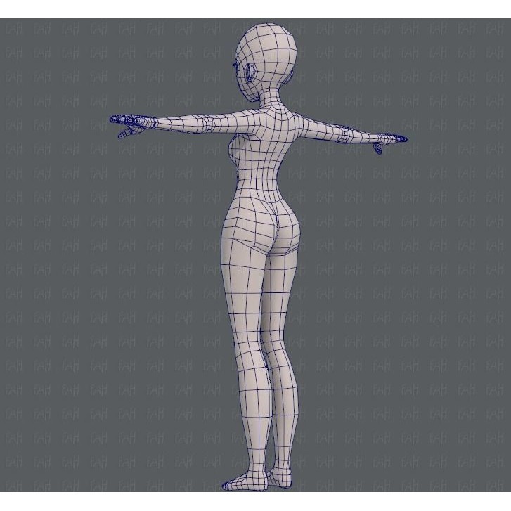 Base Mesh Woman 3D Model – Low Poly Cartoon Character for Animation - View 16