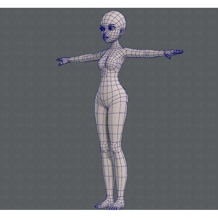 Base Mesh Woman 3D Model – Low Poly Cartoon Character for Animation - View 18