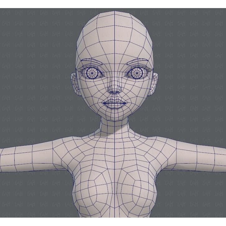 Base Mesh Woman 3D Model – Low Poly Cartoon Character for Animation - View 27