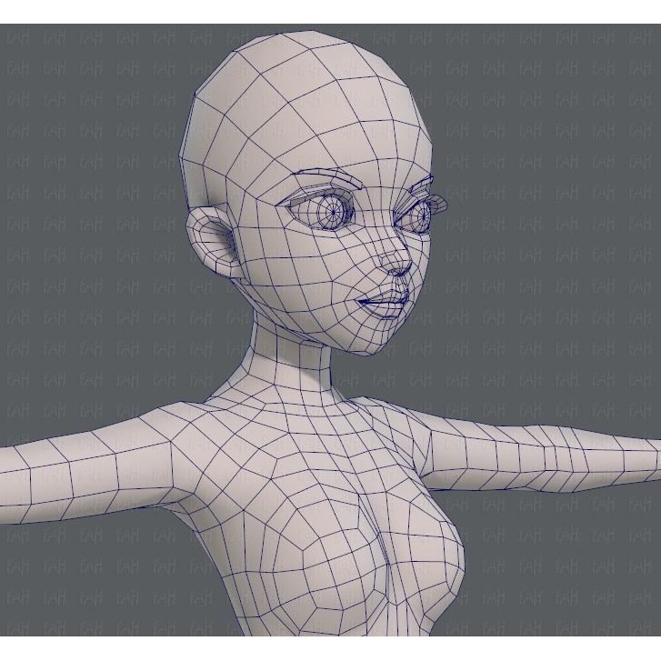 Base Mesh Woman 3D Model – Low Poly Cartoon Character for Animation - View 28