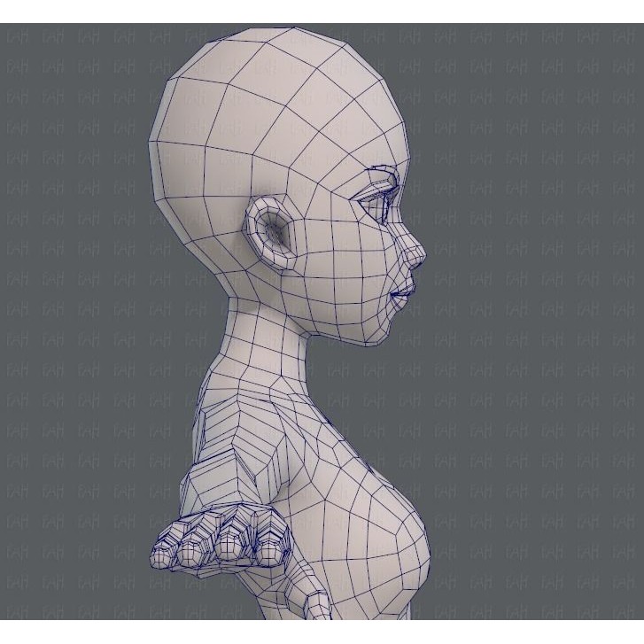 Base Mesh Woman 3D Model – Low Poly Cartoon Character for Animation - View 29