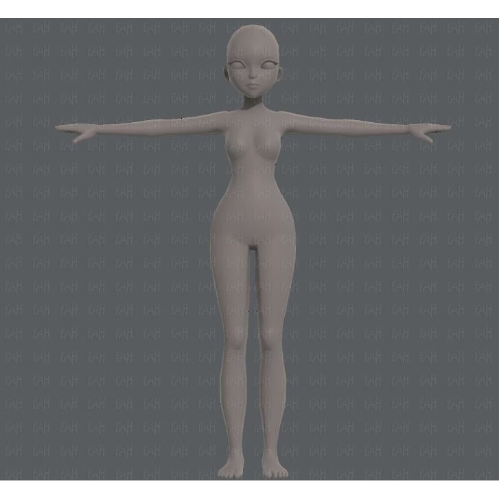 Base Mesh Woman 3D Model – Low Poly Cartoon Character for Animation - View 3