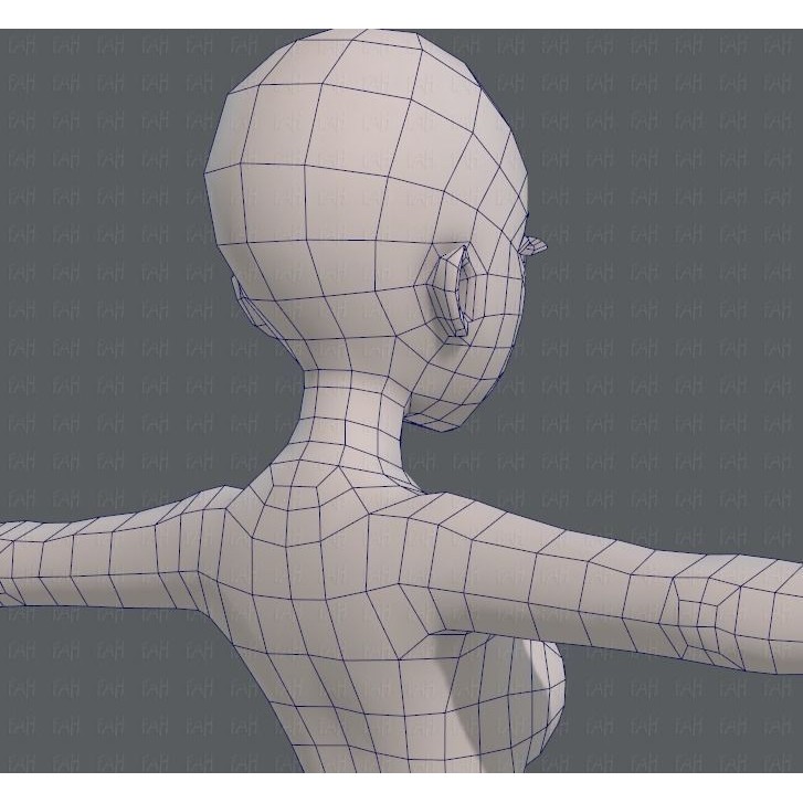 Base Mesh Woman 3D Model – Low Poly Cartoon Character for Animation - View 30