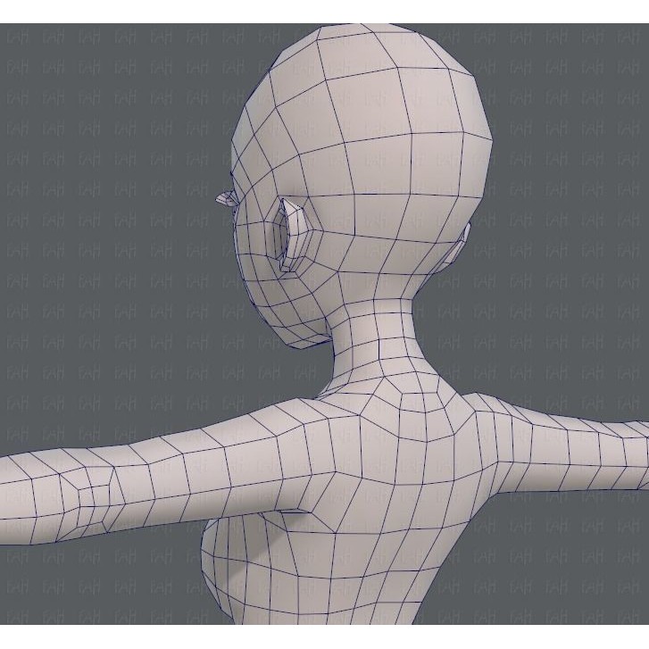 Base Mesh Woman 3D Model – Low Poly Cartoon Character for Animation - View 32