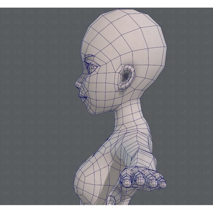 Base Mesh Woman 3D Model – Low Poly Cartoon Character for Animation - View 33