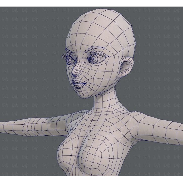 Base Mesh Woman 3D Model – Low Poly Cartoon Character for Animation - View 34