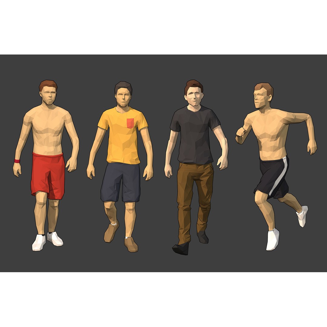 Rigged Male Character 3D Model – Low Poly Game Asset for Animation - View 11