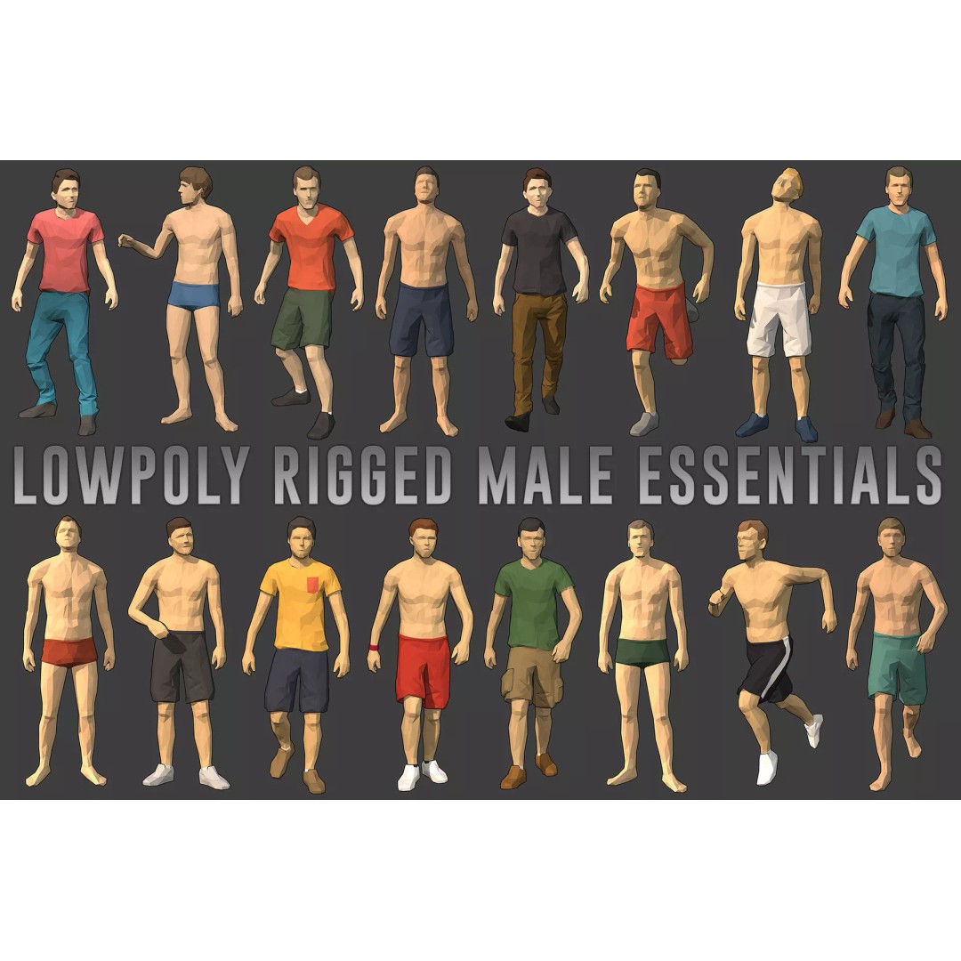 Rigged Male Character 3D Model – Low Poly Game Asset for Animation - View 2