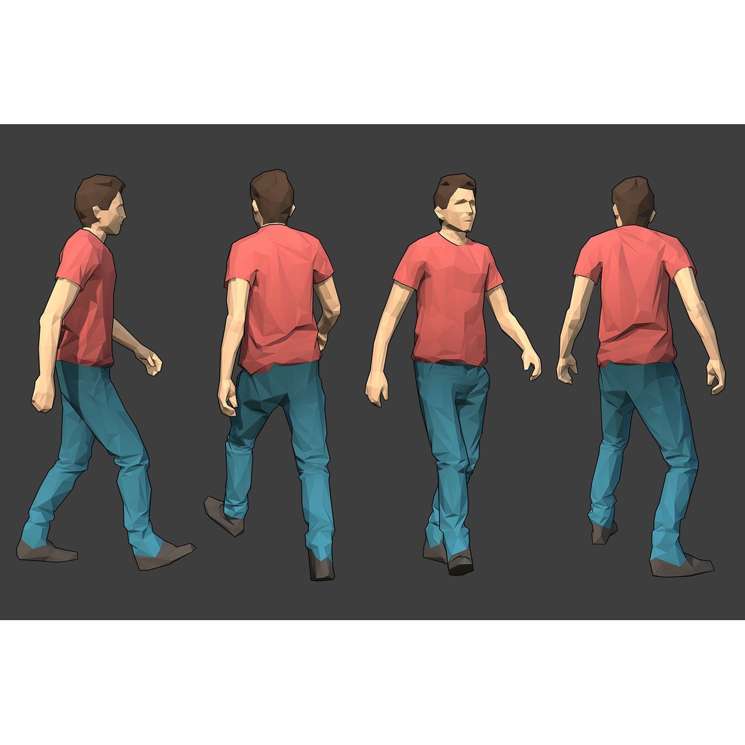 Rigged Male Character 3D Model – Low Poly Game Asset for Animation - View 4