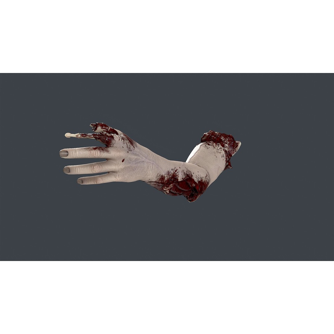 Severed Hand 3D Model – Low Poly Horror Asset, FBX, PBR Textures - View 11
