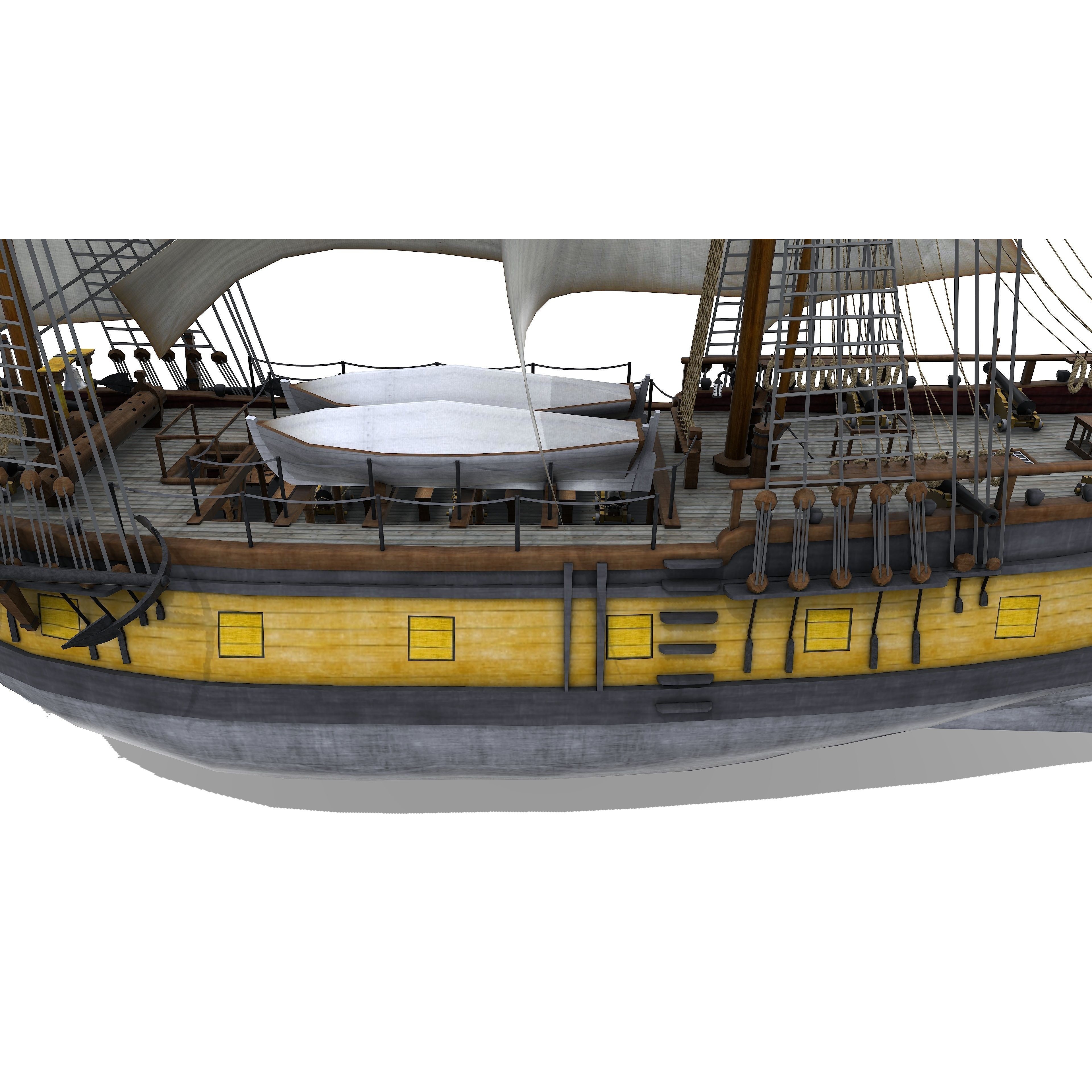 HMS Ontario 1780 - Low-Poly Game-Ready 3D Model - View 10