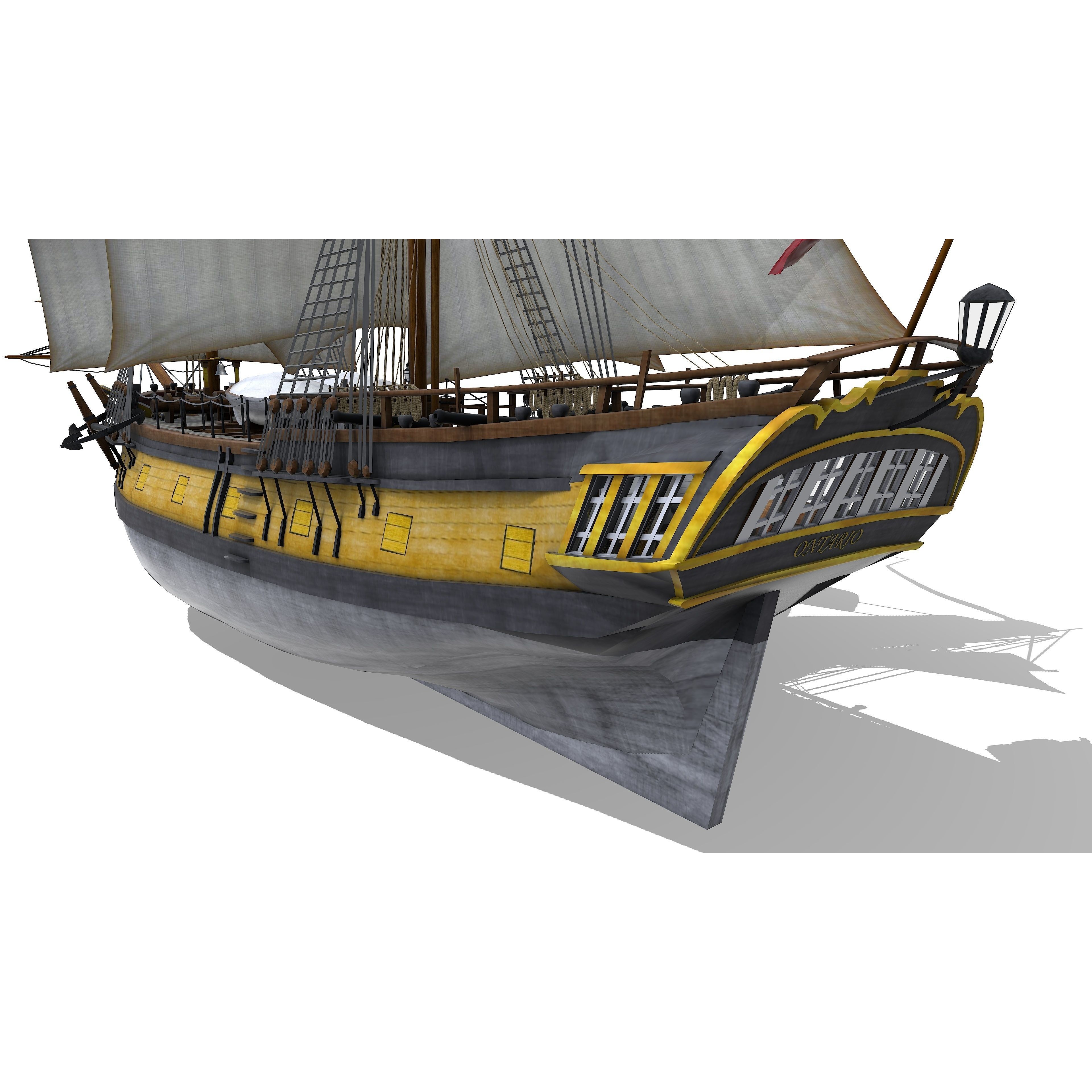 HMS Ontario 1780 - Low-Poly Game-Ready 3D Model - View 11