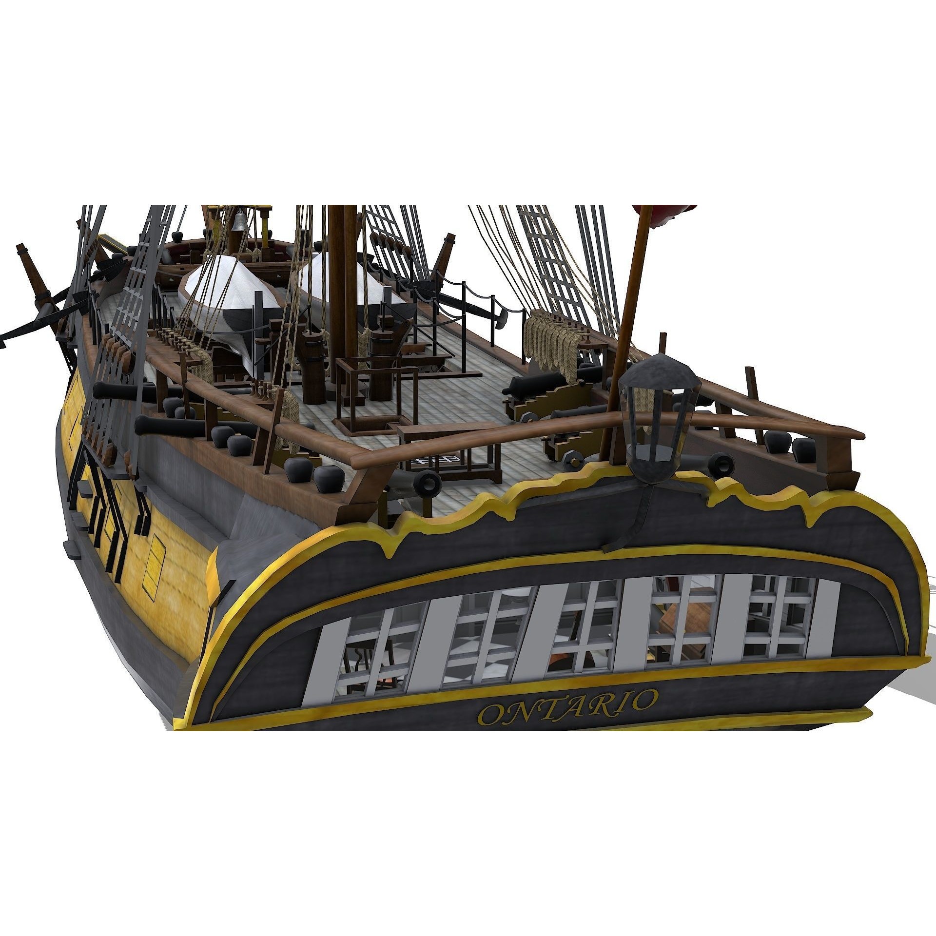 HMS Ontario 1780 - Low-Poly Game-Ready 3D Model - View 12