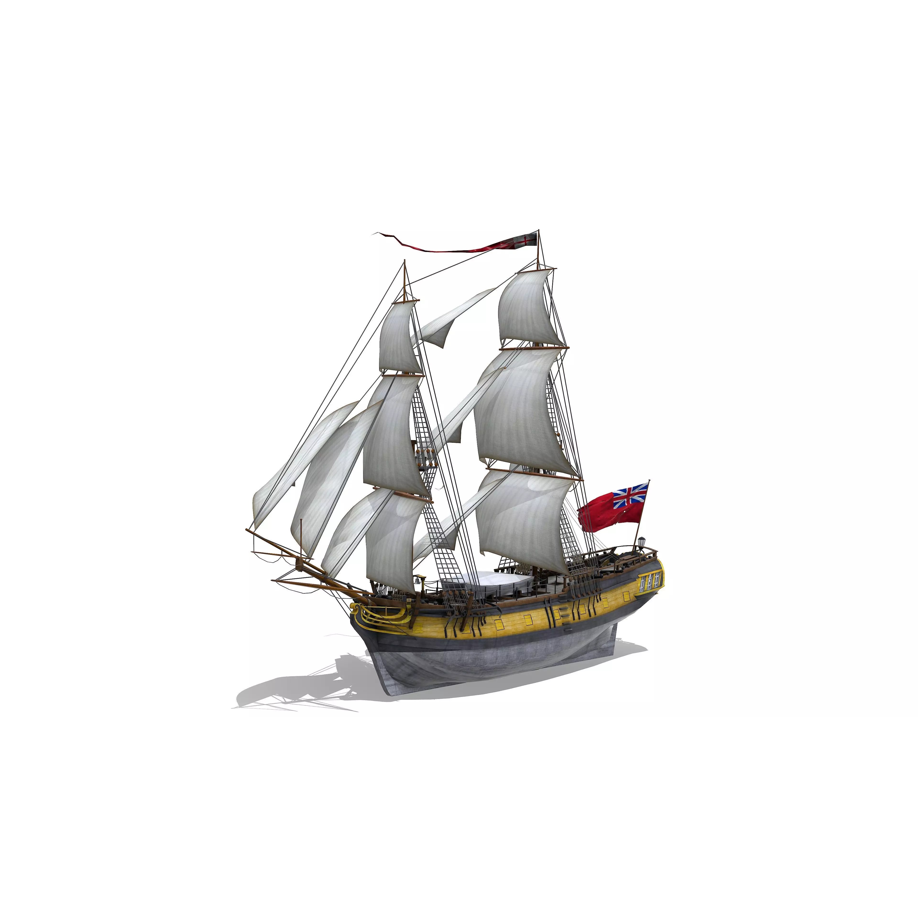 HMS Ontario 1780 - Low-Poly Game-Ready 3D Model - View 2