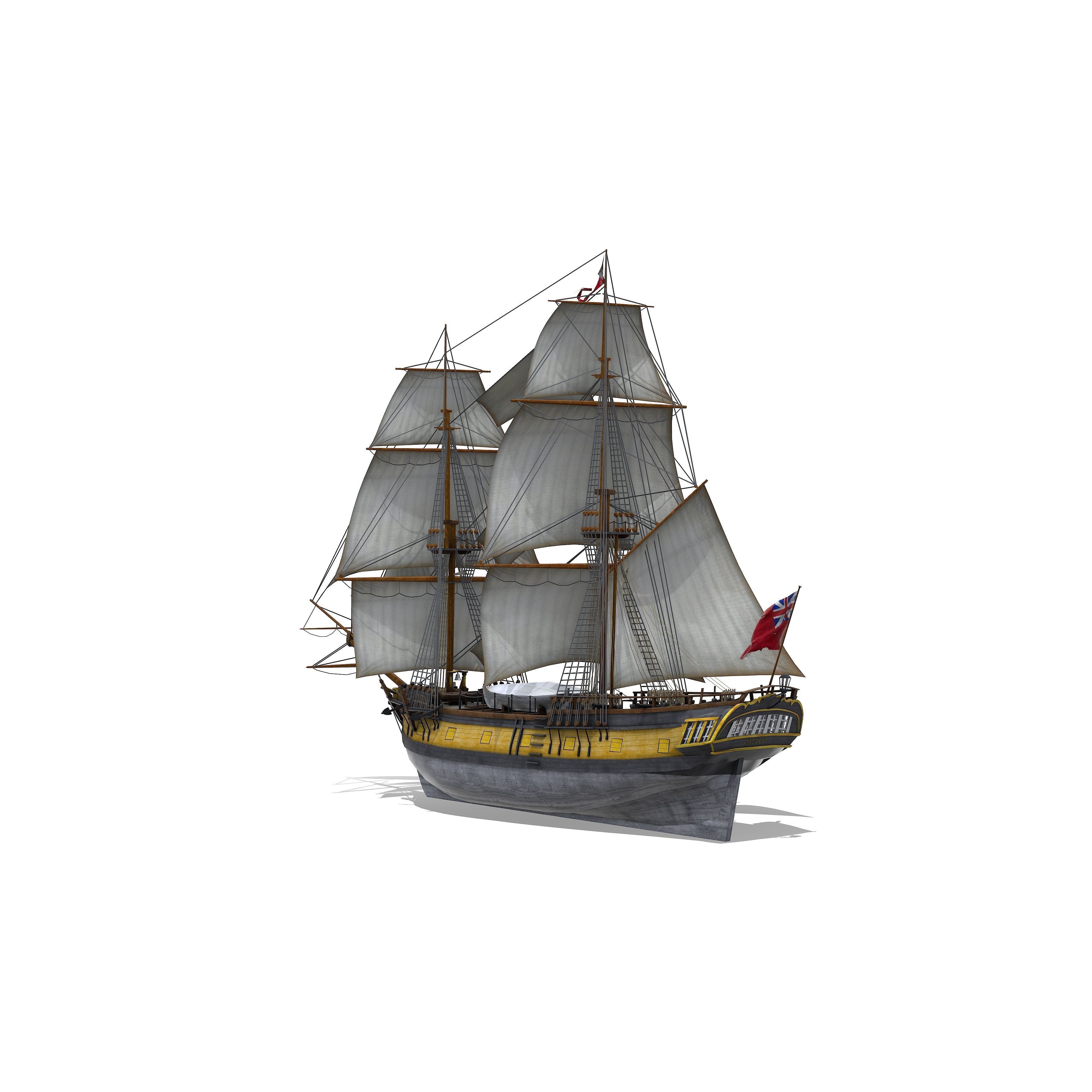 HMS Ontario 1780 - Low-Poly Game-Ready 3D Model - View 4