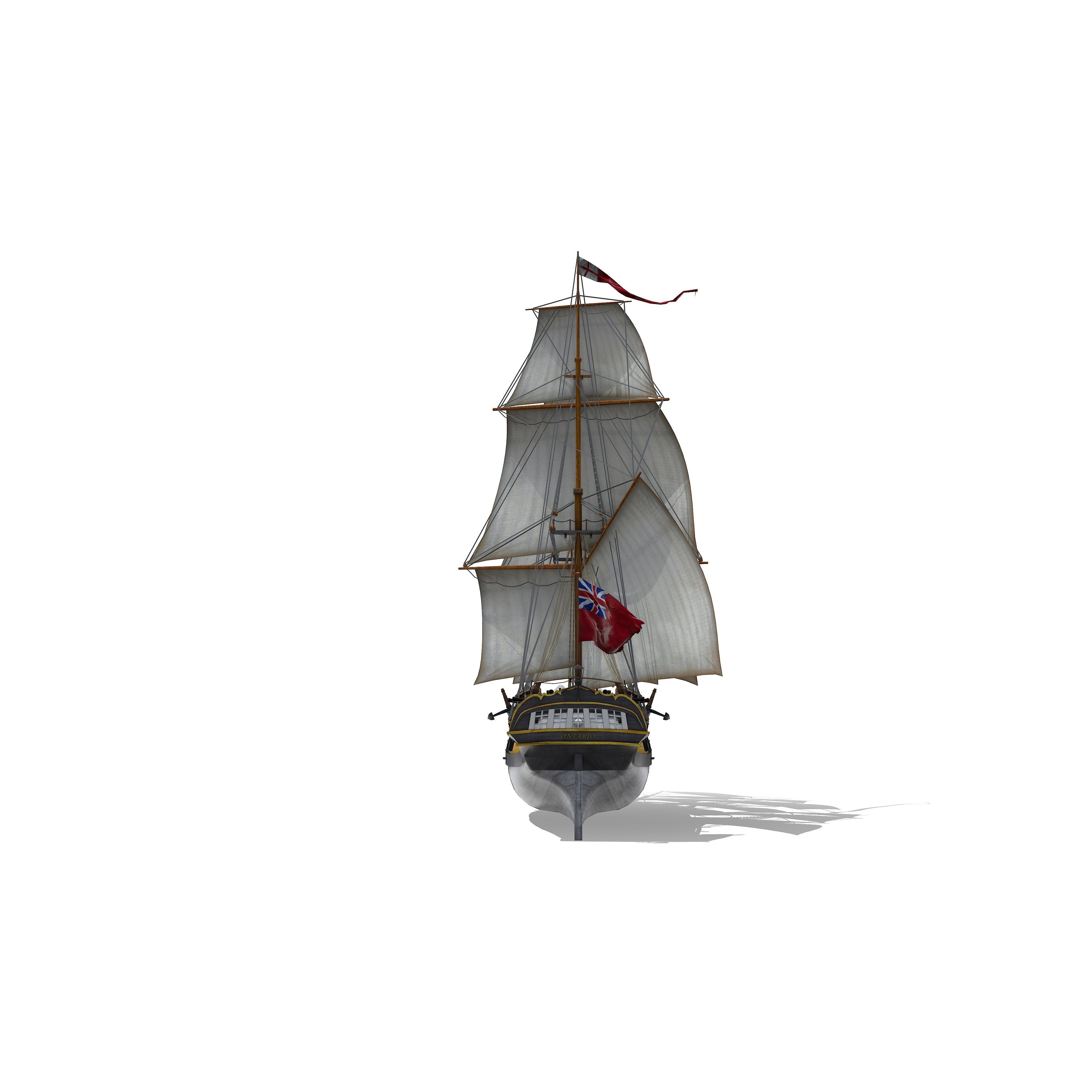 HMS Ontario 1780 - Low-Poly Game-Ready 3D Model - View 5