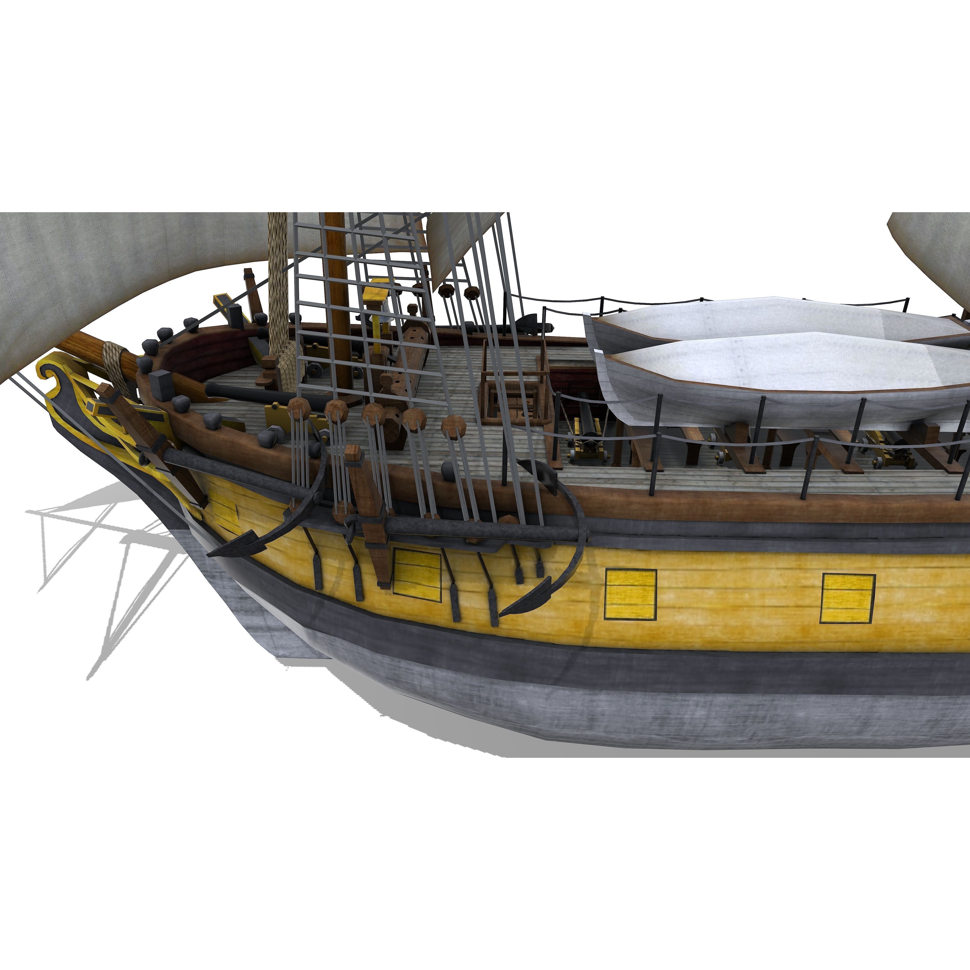 HMS Ontario 1780 - Low-Poly Game-Ready 3D Model - View 9