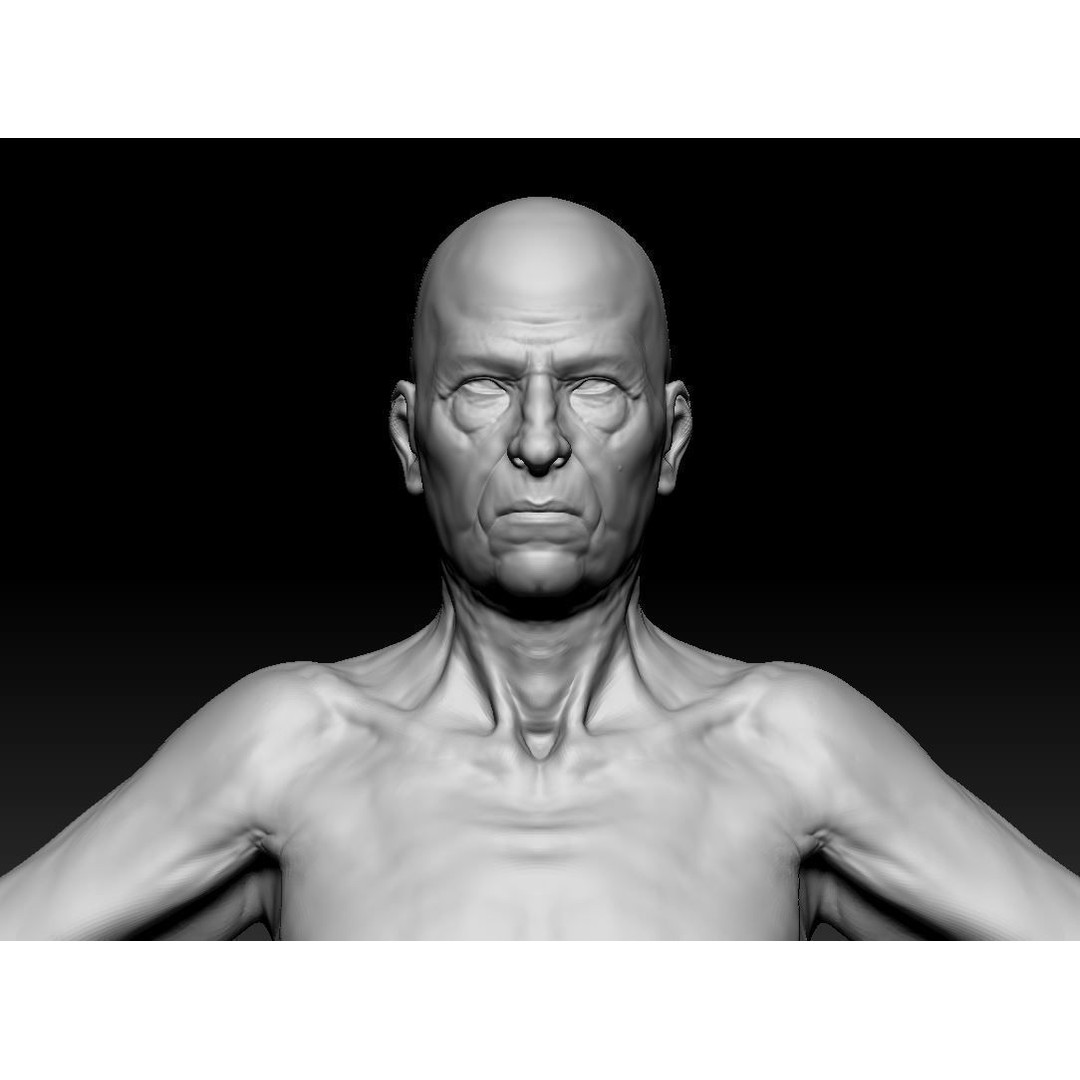 Oldster 3D Model – Muscular Character Anatomy, FBX, PBR Textures - View 3