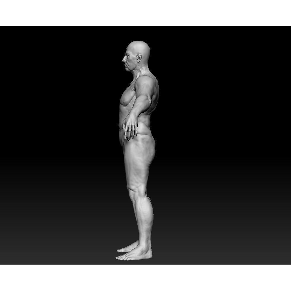 Oldster 3D Model – Muscular Character Anatomy, FBX, PBR Textures - View 4