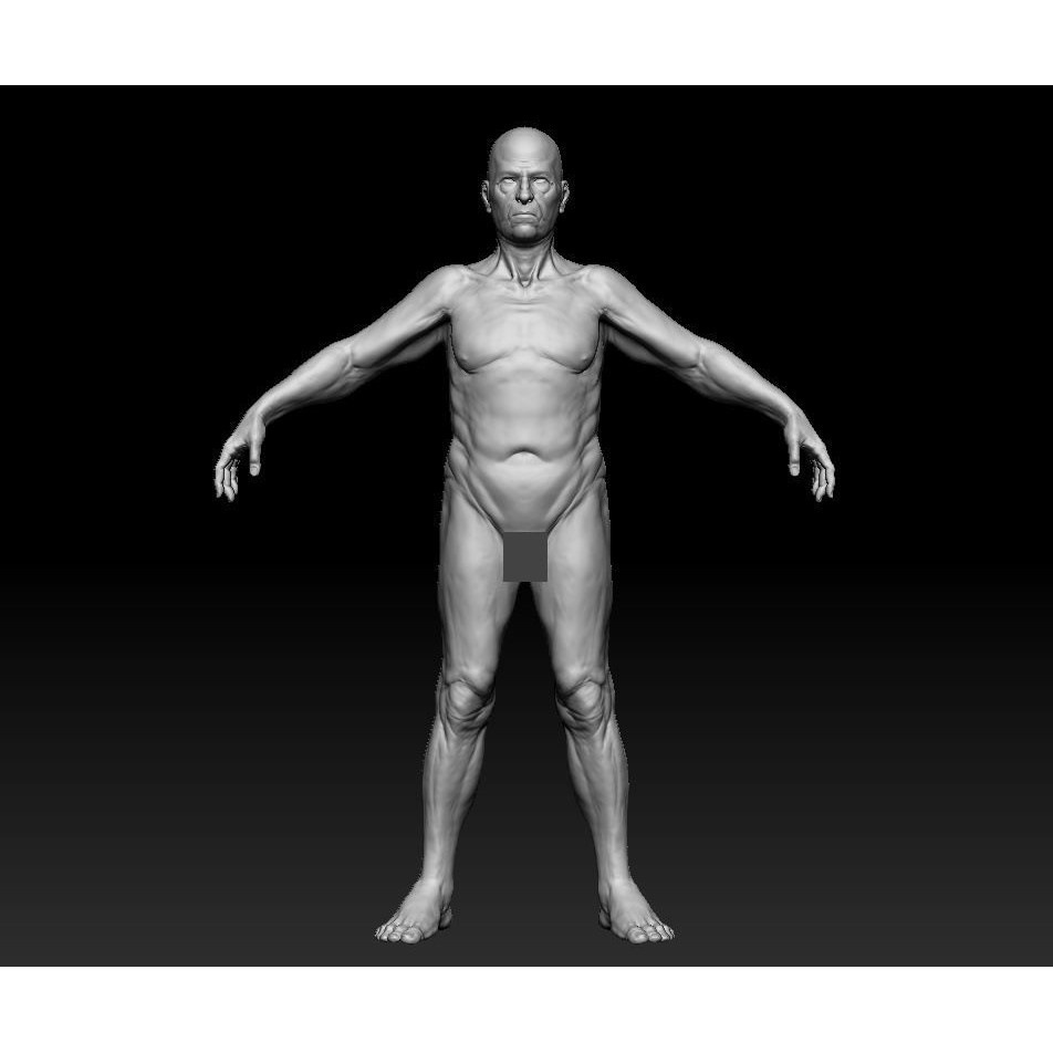 Oldster 3D Model – Muscular Character Anatomy, FBX, PBR Textures - View 6