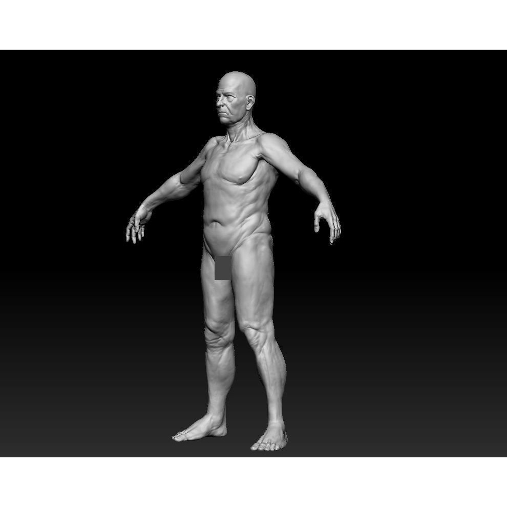 Oldster 3D Model – Muscular Character Anatomy, FBX, PBR Textures - View 8