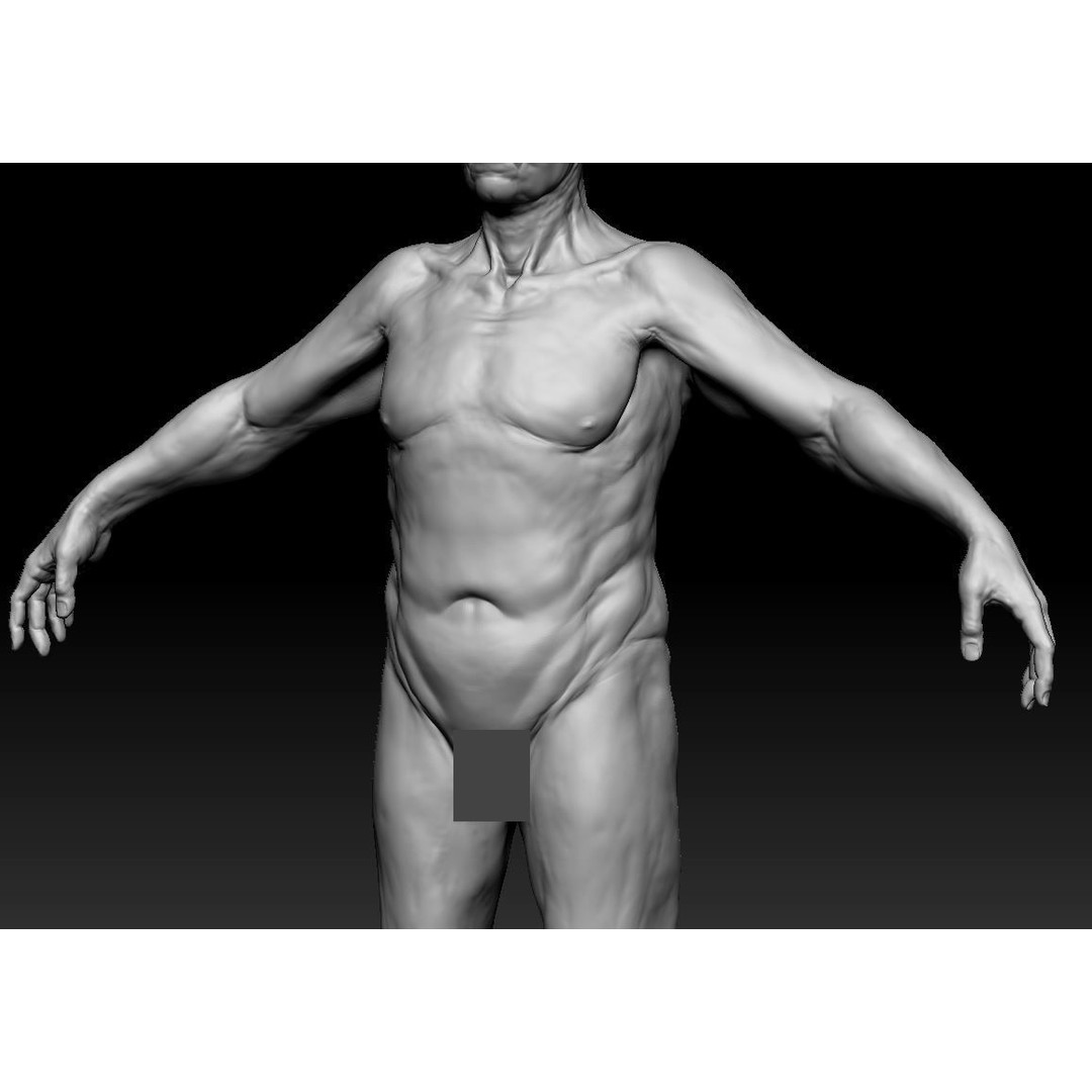 Oldster 3D Model – Muscular Character Anatomy, FBX, PBR Textures - View 9