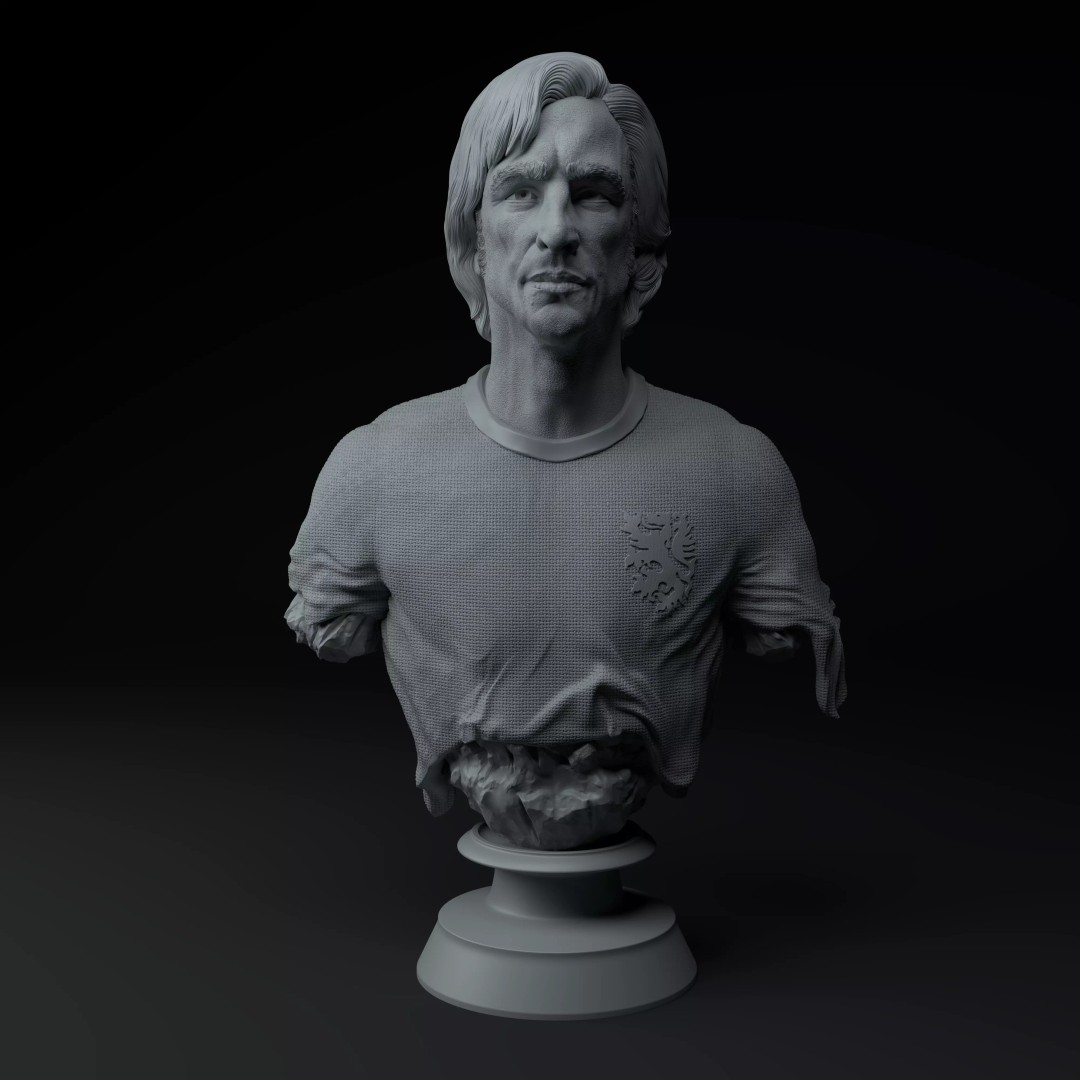 Johan Cruyff 3D Model – Premium Bust Sculpture for Printing - View 3
