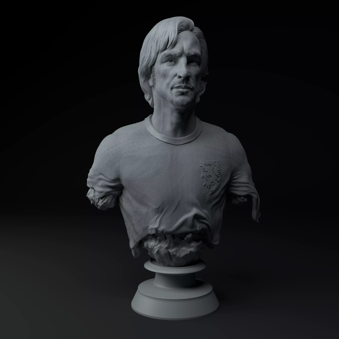 Johan Cruyff 3D Model – Premium Bust Sculpture for Printing - View 9