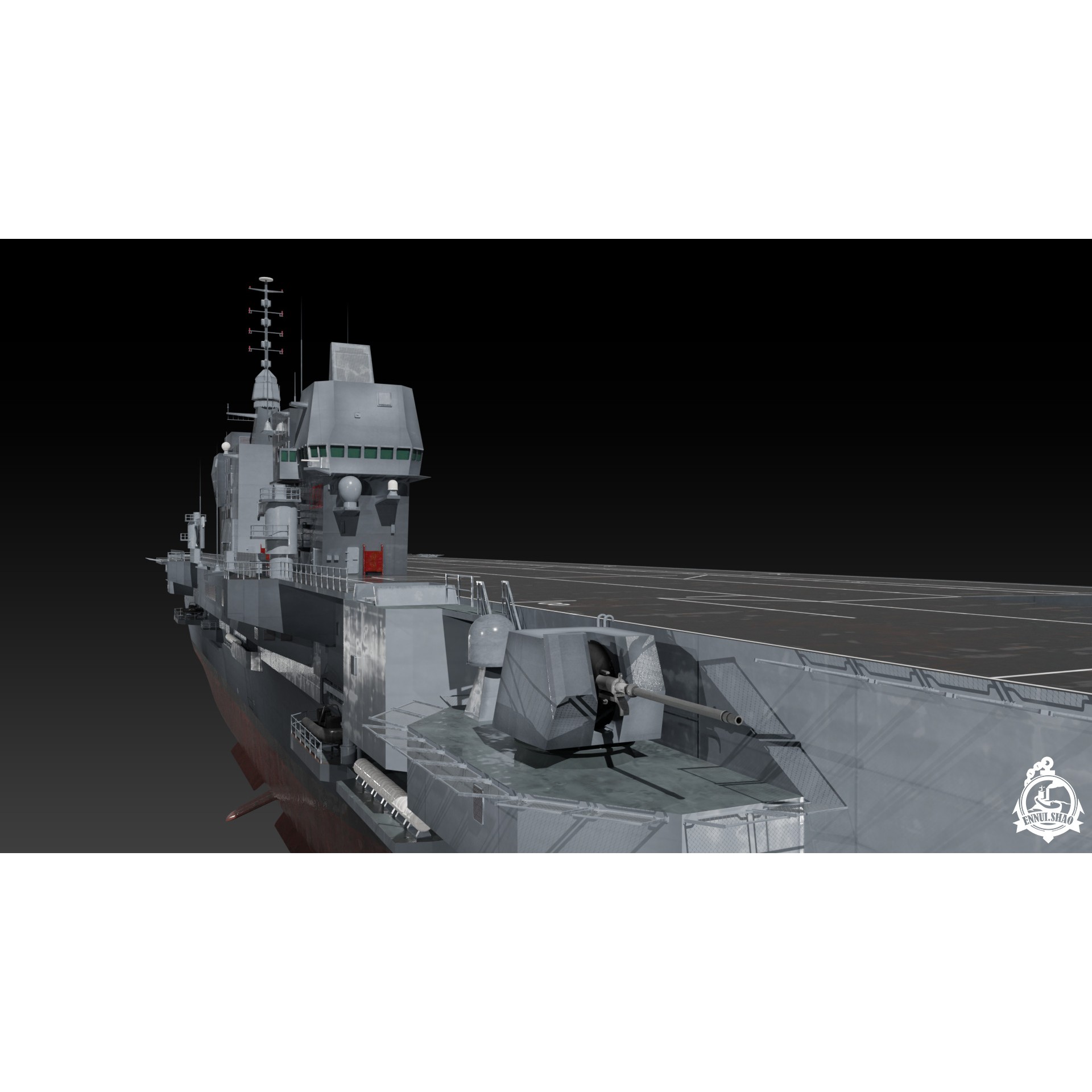 ITS Trieste Aircraft Carrier - Low-Poly Game-Ready 3D Model - View 10