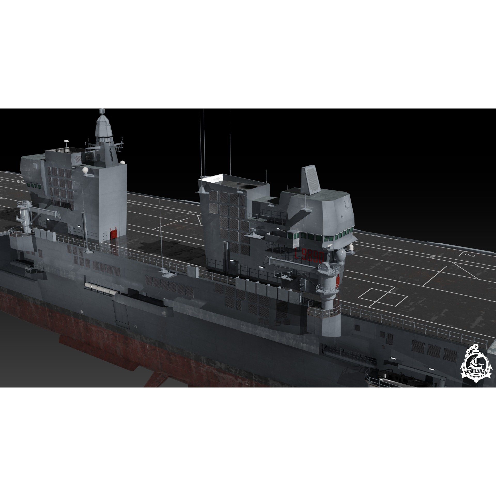 ITS Trieste Aircraft Carrier - Low-Poly Game-Ready 3D Model - View 11