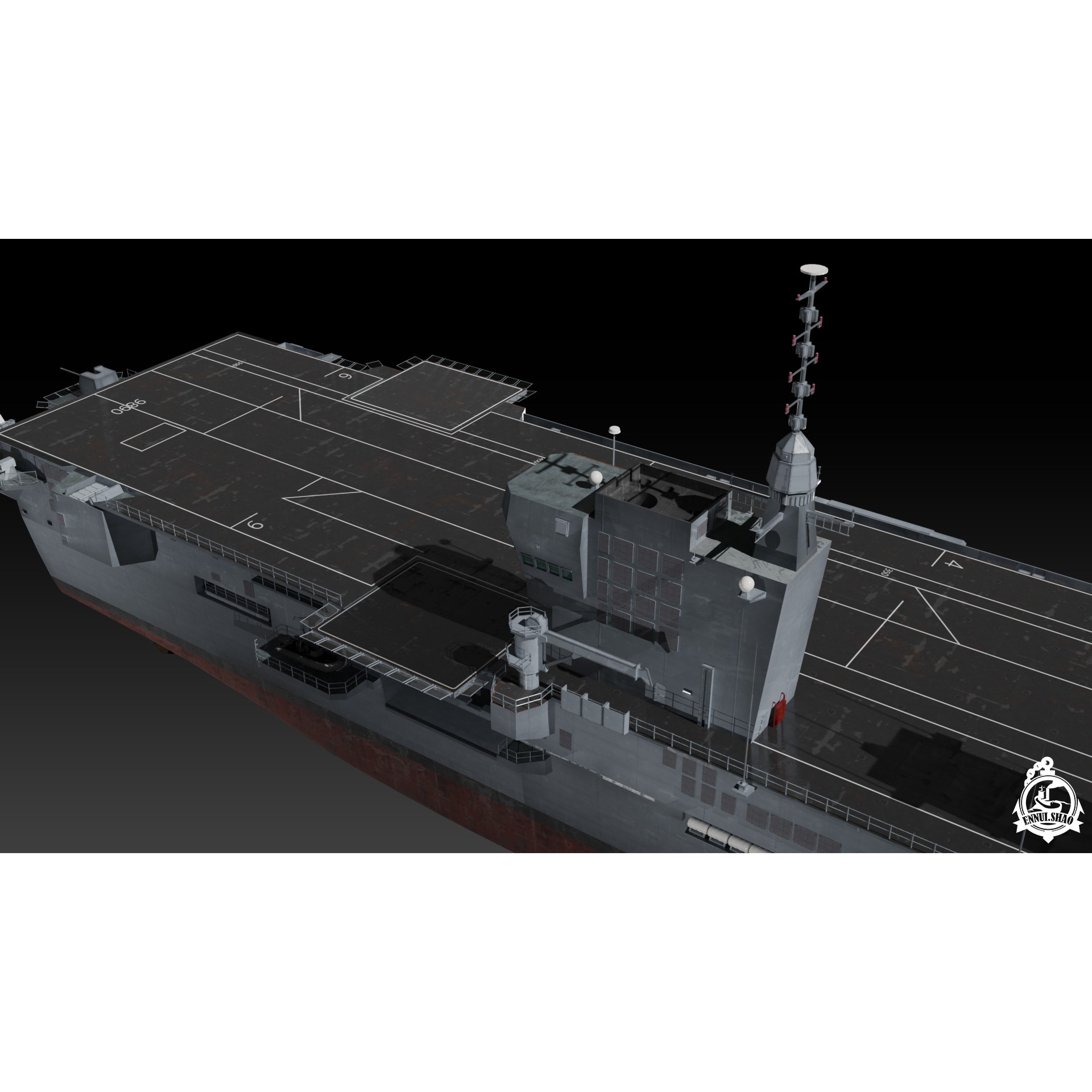 ITS Trieste Aircraft Carrier - Low-Poly Game-Ready 3D Model - View 12