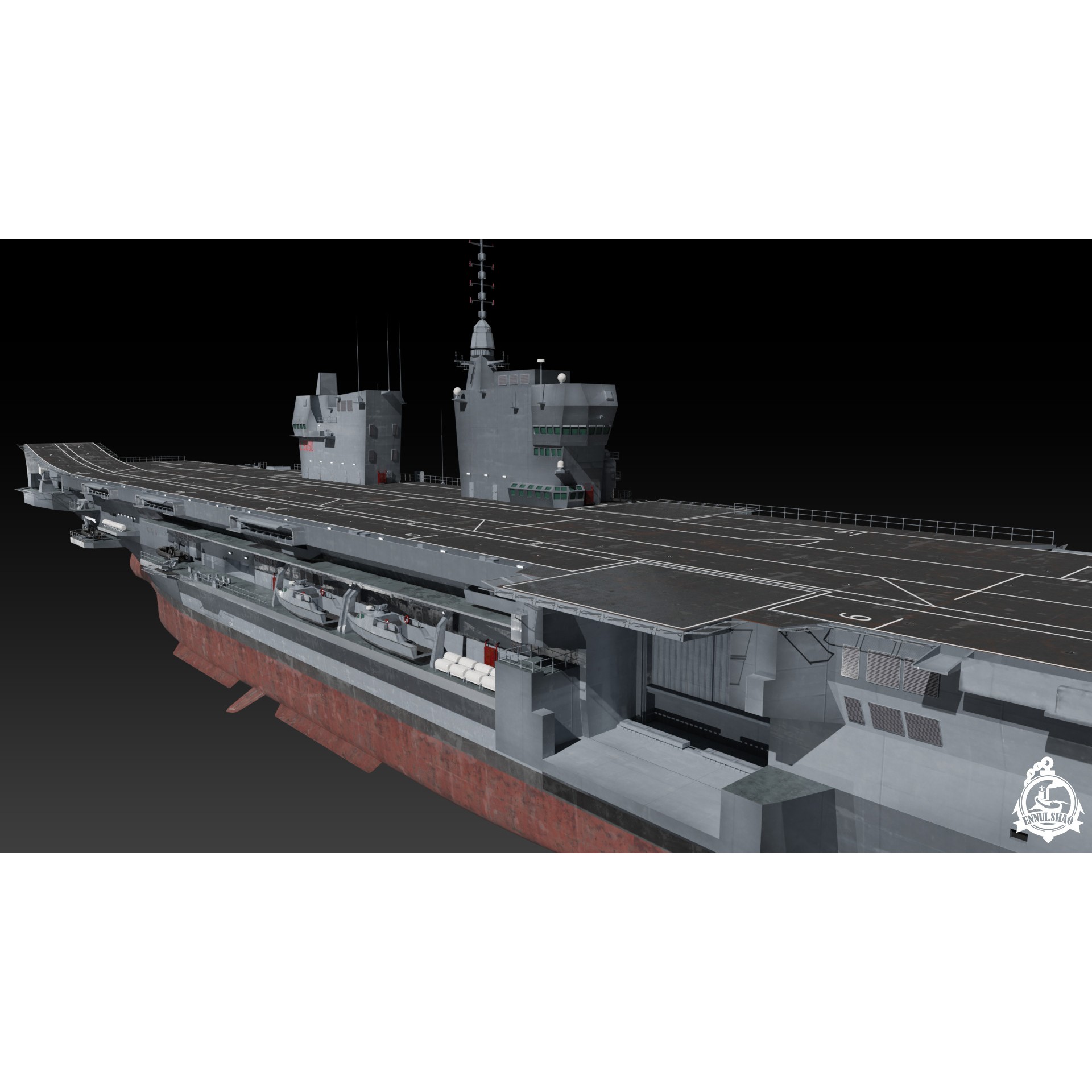 ITS Trieste Aircraft Carrier - Low-Poly Game-Ready 3D Model - View 16