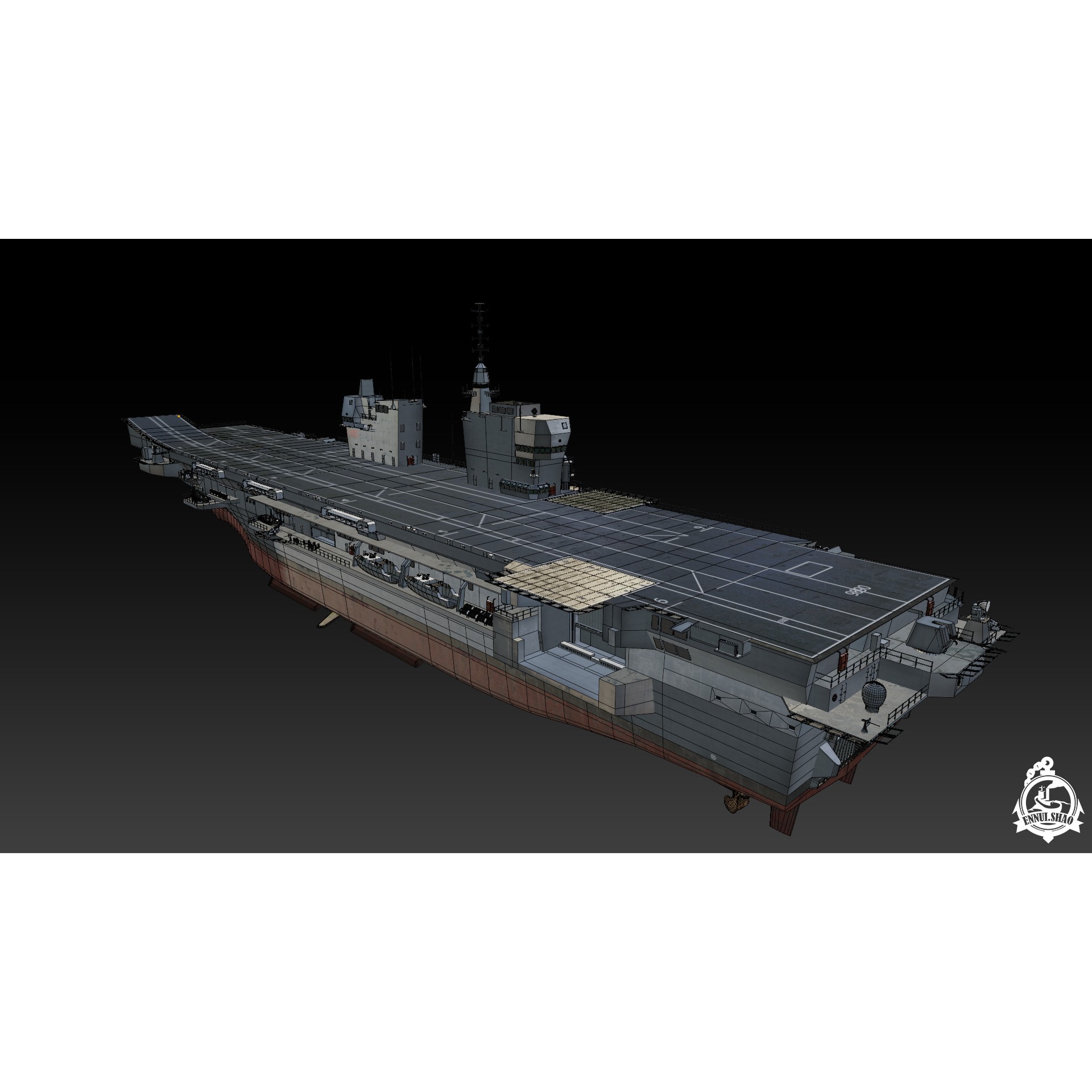 ITS Trieste Aircraft Carrier - Low-Poly Game-Ready 3D Model - View 19