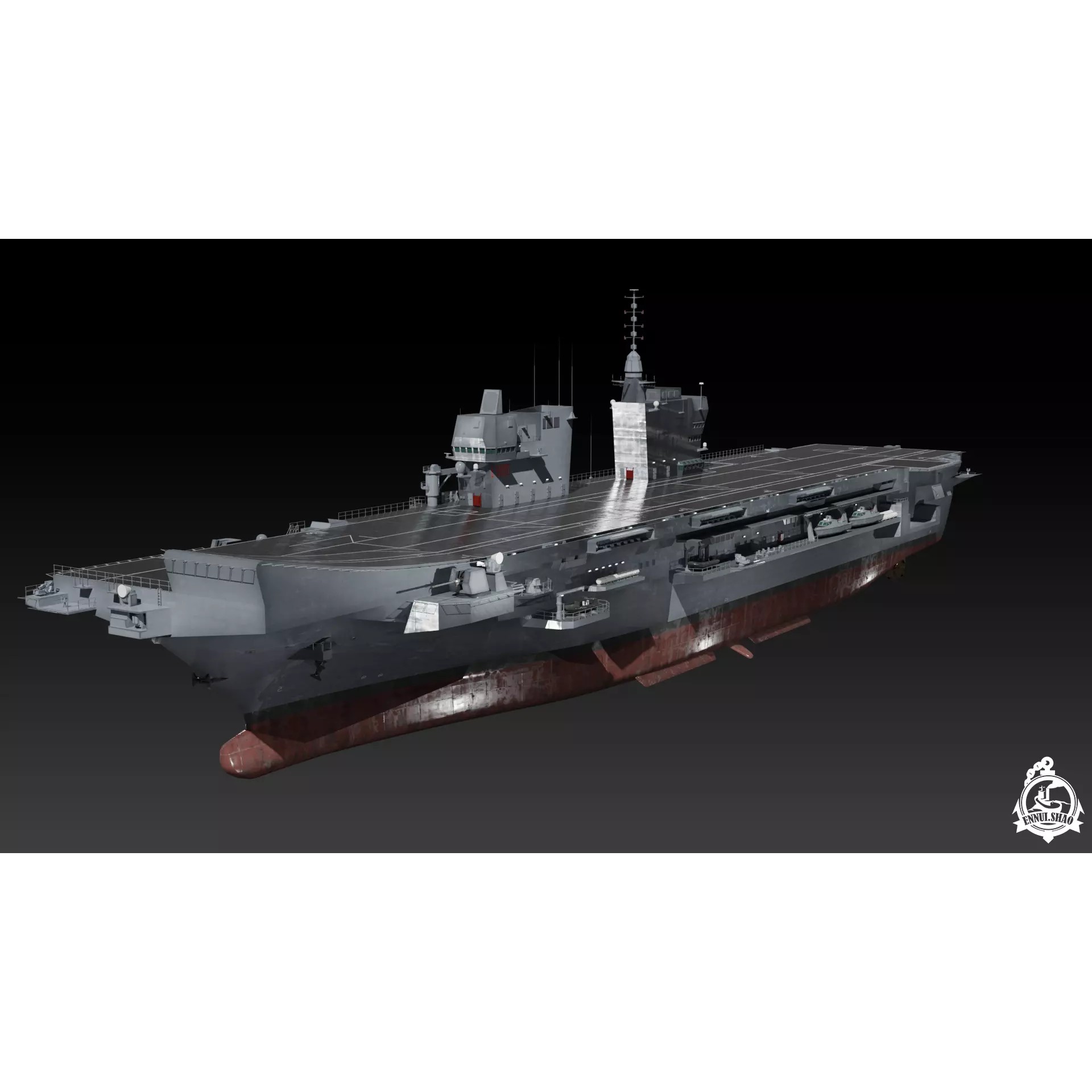 ITS Trieste Aircraft Carrier - Low-Poly Game-Ready 3D Model - View 2
