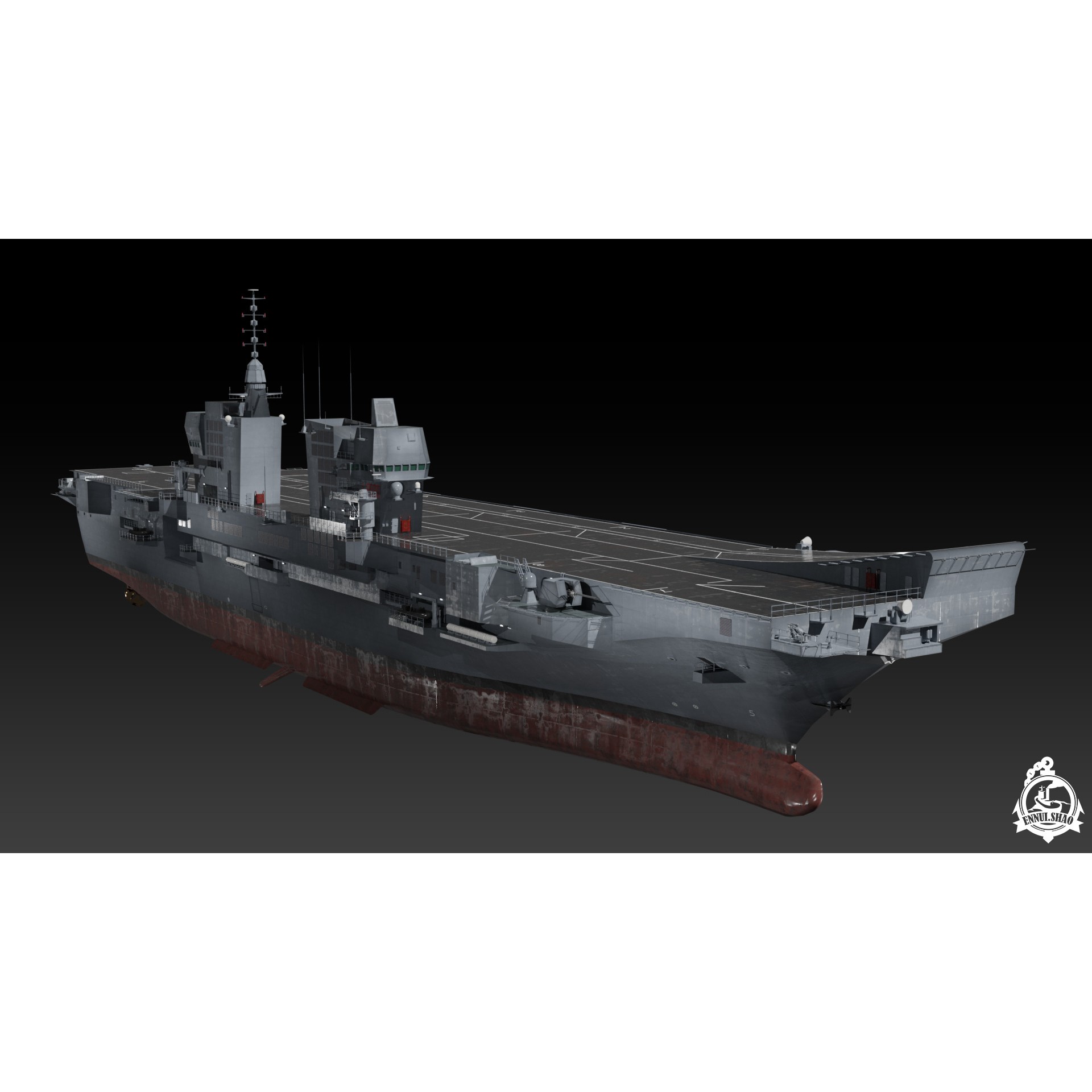 ITS Trieste Aircraft Carrier - Low-Poly Game-Ready 3D Model - View 3