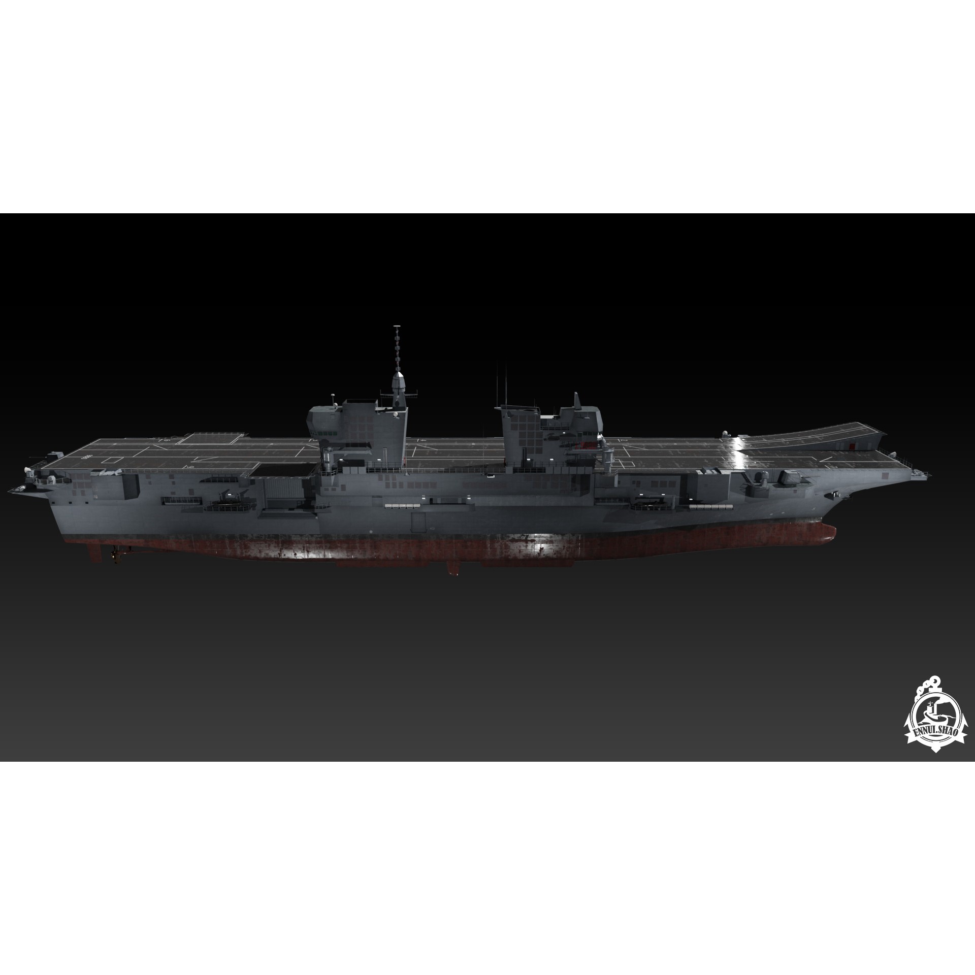 ITS Trieste Aircraft Carrier - Low-Poly Game-Ready 3D Model - View 4